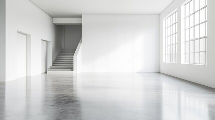 Fototapeta premium Minimalist Concrete Interior with Glossy Floor