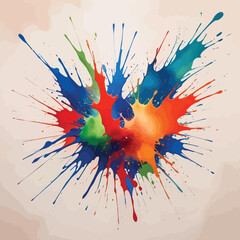 Watercolor Splash Like A Burst Of Colors Dynamic Explosion Vector Flat Illustration