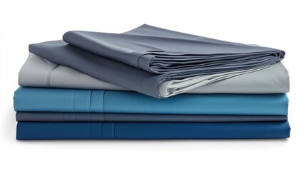 Neatly Folded Stack of Bed Sheets in Various Colors