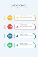 Infographic banners are connected in steps.