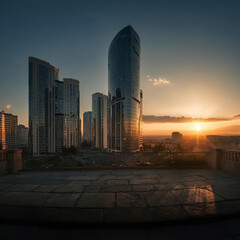 Skyscrapers at dawn or dusk