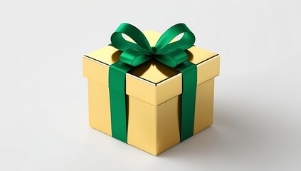 Obraz premium green gift box with ribbon on white background