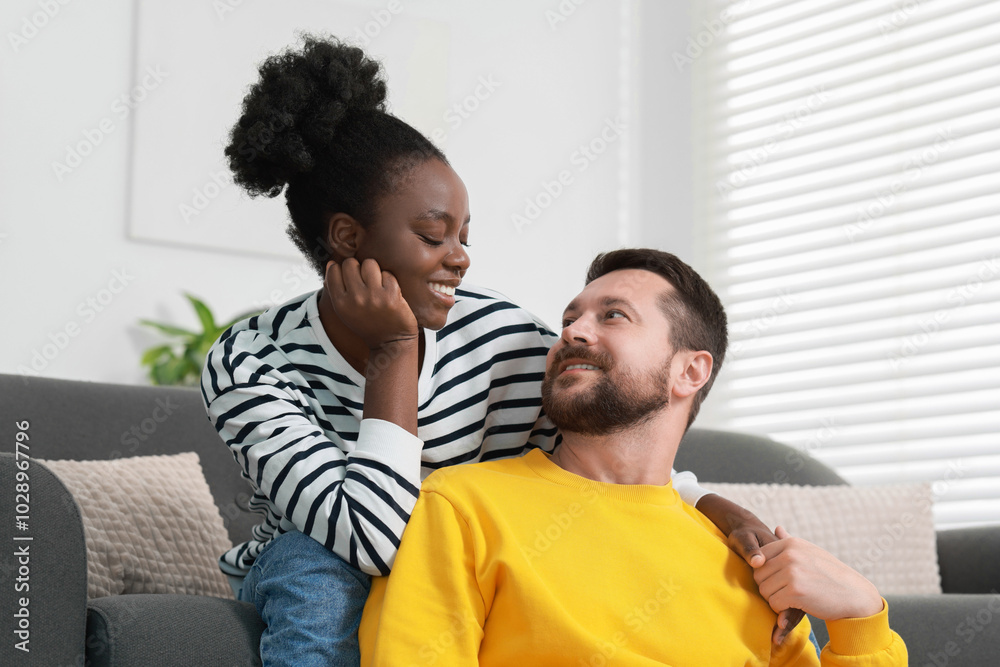 Canvas Prints International relationships. Portrait of lovely couple at home