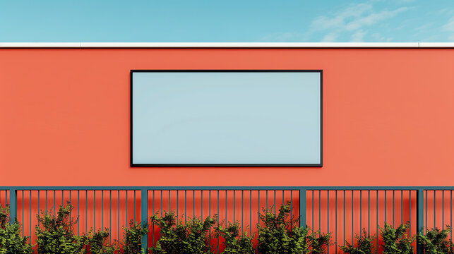 Outdoor banner mockup displayed on a building or fence, ideal for high-impact advertising, featuring a bold and eye-catching design for effective promotion. High resolution Illustration, in the style