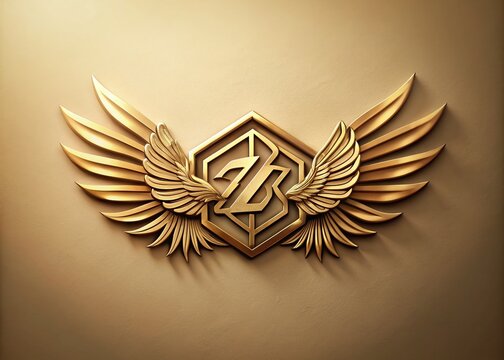 Hexagonal logo featuring elegant wings, combining letters ZB and BZ in a unique silhouette design, ideal for branding and identity enhancement in