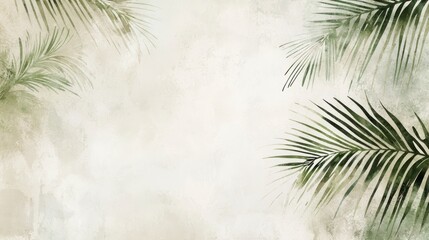 Obraz premium Subtle palm leaf shadows on a textured white background