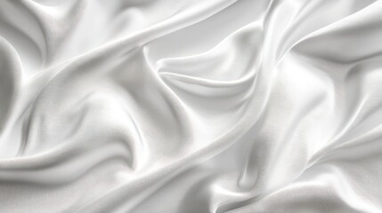 Obraz premium White silk fabric with drapery close-up. Background of luxurious smooth texture