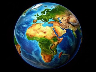 Fototapeta premium High Dynamic Range Earth Globe Isolated on Black Background for Stunning Visuals