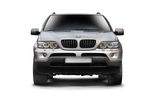 Front view of a light brown BMW X5 E53 2003 model car photographed against a transparent background, showcasing the vehicle's design and luxury appeal.