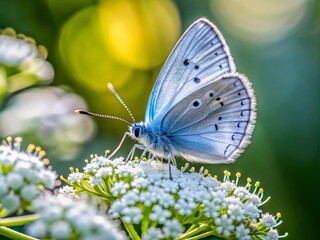 Obraz premium Holly Blue Butterfly Nectar Feeding on Hogweed - British Insect in Focus
