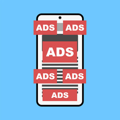 Smartphone Screen Overloaded with Intrusive Popup Ads