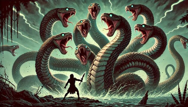 Hydra is a monster in Greek mythology. It is characterized by having many heads, each head resembling a snake. Hydra has 9 heads in total. When each head is cut off, it can grow a new head endlessly.