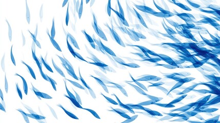 Obraz premium Abstract Illustration of Small Blue Fish on White Background Emphasizing Fluid Movement and Harmony in Aquatic Pattern