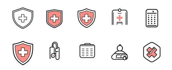 Set of icons for medical and health care