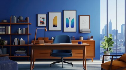 Stylishly Decorated Home Office Interior