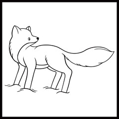line cartoon animal little fox