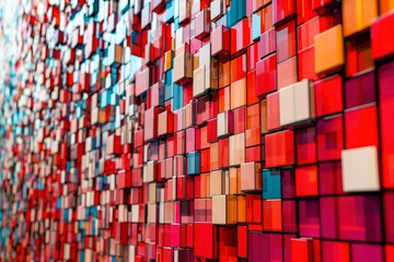 Abstract Colorful Pattern of Rectangular Glass Blocks