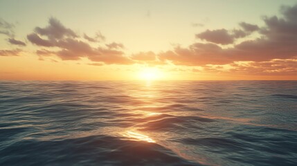 Obraz premium Sunset over ocean waves with clouds