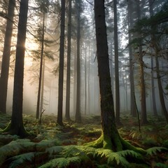 Fototapeta premium misty morning in the forest