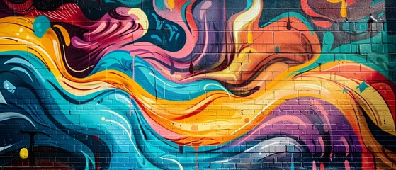 Vibrant Abstract Mural with Flowing Colors