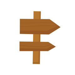 Wooden signpost illustration with two arrow shaped planks pointing opposite directions.