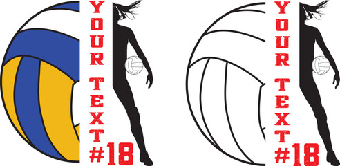 Half Volleyball Girl Player, Custom Name Girl Volleyball Cut Files