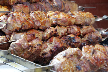 Meat broils in barbecue. Grilled meat. Meat are cook