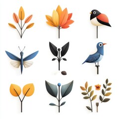 Colorful Bird and Floral Illustrations