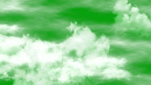 Natural clouds in 3D movement with 4K resolution on green screen background 