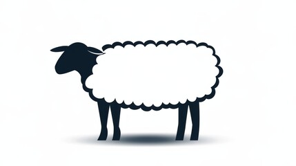 A sheep is drawn in black and white with a white background. The sheep is cut off at the neck and the head is missing. The sheep is depicted as a blank canvas