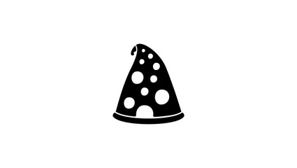 Cute Pizza, black isolated silhouette