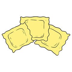 ravioli pasta illustration hand drawn isolated vector