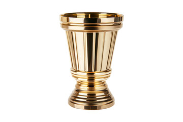 Golden trophy with ornate handles and base.