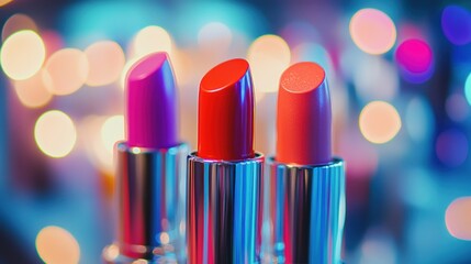 Colorful Lipsticks with Bokeh Background