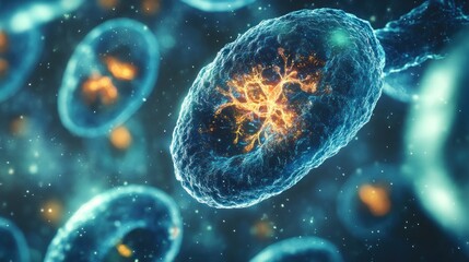 Obraz premium Human Stem Cells with Mysterious Structures and Scale
