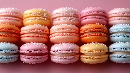 Obraz premium Colorful Macarons Arranged on a Pastel Background