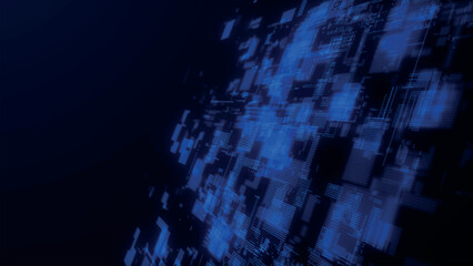 Abstract techno background. 3d technological composition. Information technology concept. Digital cyberspace with particles. 3d vector illustration.