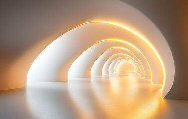 Obraz premium Abstract Curved Background with Soft Golden Light