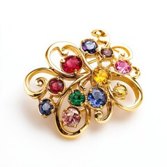 Sophisticated Gold Brooch Pin with Luxe Gemstone Accents