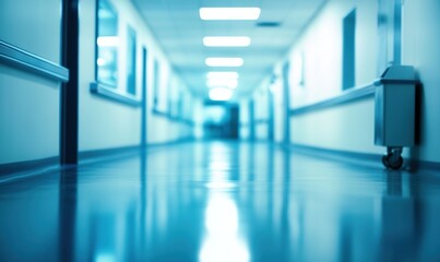  Creative Abstract Marketing Background Featuring a Blurred Hospital Corridor, Showcasing Luxurious Architectural Design and Health Care Equipment, Ideal for Clinic Environments and AI-Generated Wallp