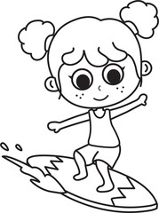 Girl playing on a surf board