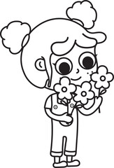 girl holding flowers in hand