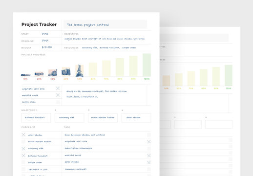 Project Tracker Layout With Progress Chart