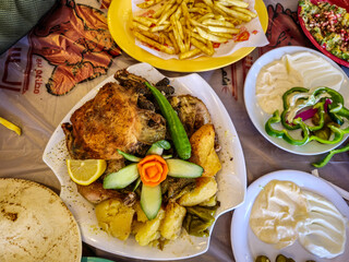 Delicious Middle Eastern Shawarma with Crispy Fries on Plate