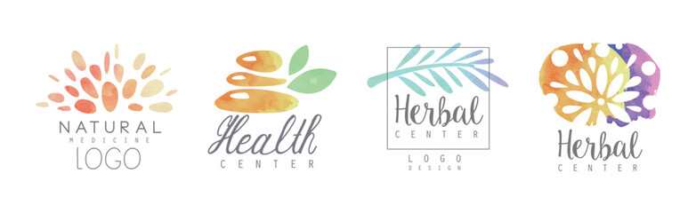 Natural Balance and Health Care Logo Design Vector Set