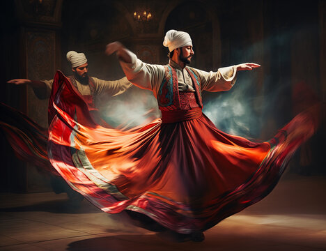 Dervish dancers in colorful flowing garments