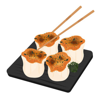 recommend clip art: Vector Illustration Logo Clipart Ready to eat Dimsum with Mentai Sauce