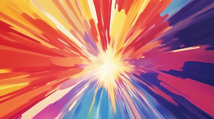 Obraz premium Dynamic burst of colorful energy with vibrant hues radiating outward in a striking abstract design