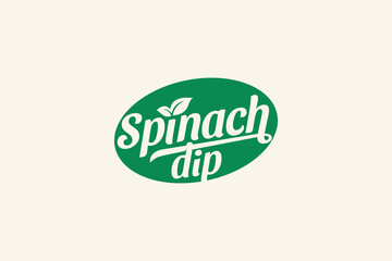 Spinach dip logo with a combination a beautiful lettering and leaves . It is good for restaurant, cafe, food truck, etc.