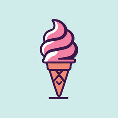 Ice Cream Cone Flat Design Dessert Icon, Melting Ice Cream Cone, Cold desserts